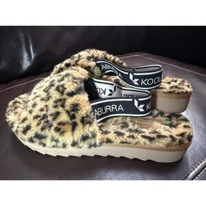 Koolaburra by UGG Fuzz'n II Cheetah Faux Fur Slingback Sandals Size 8